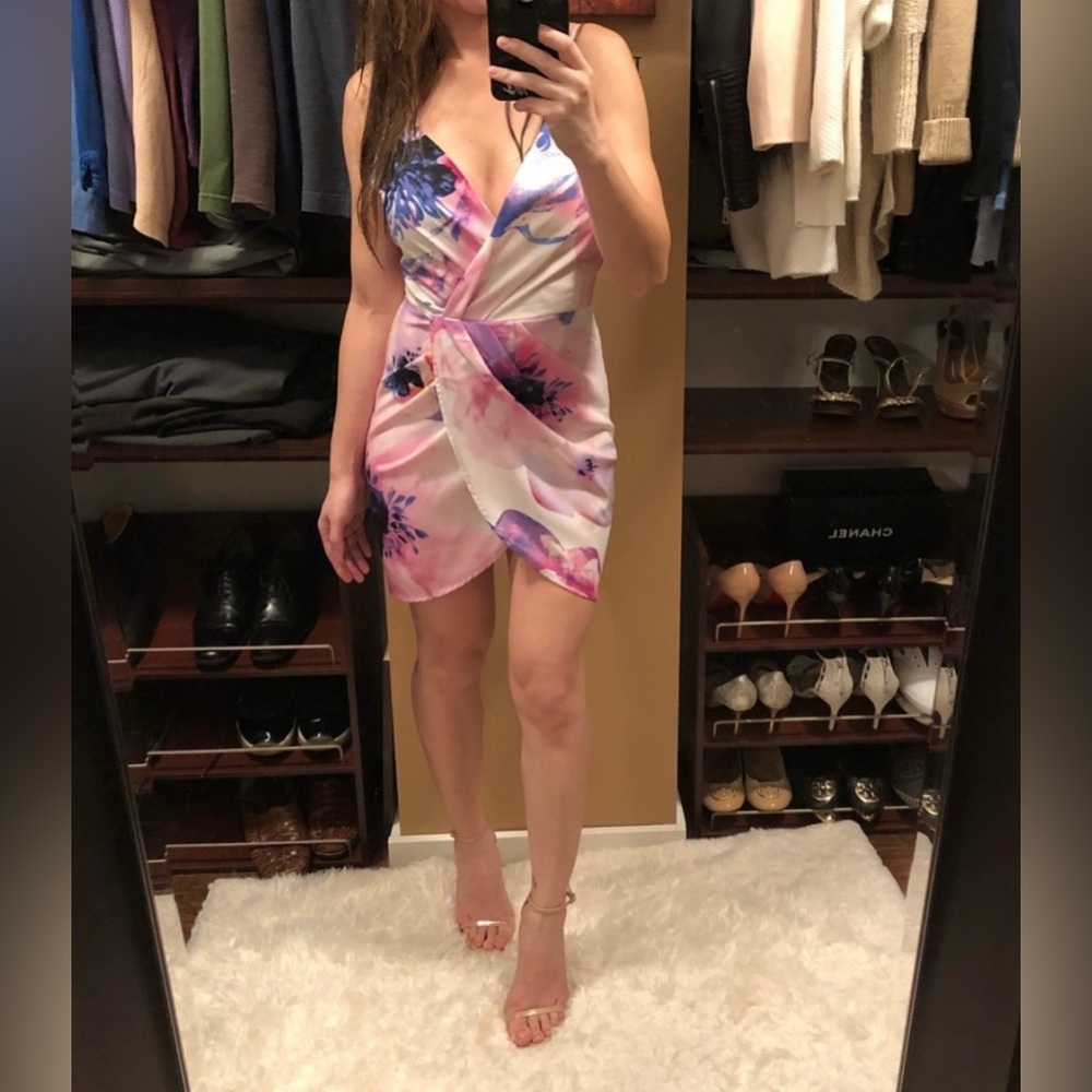 Watercolor surplice dress in size small